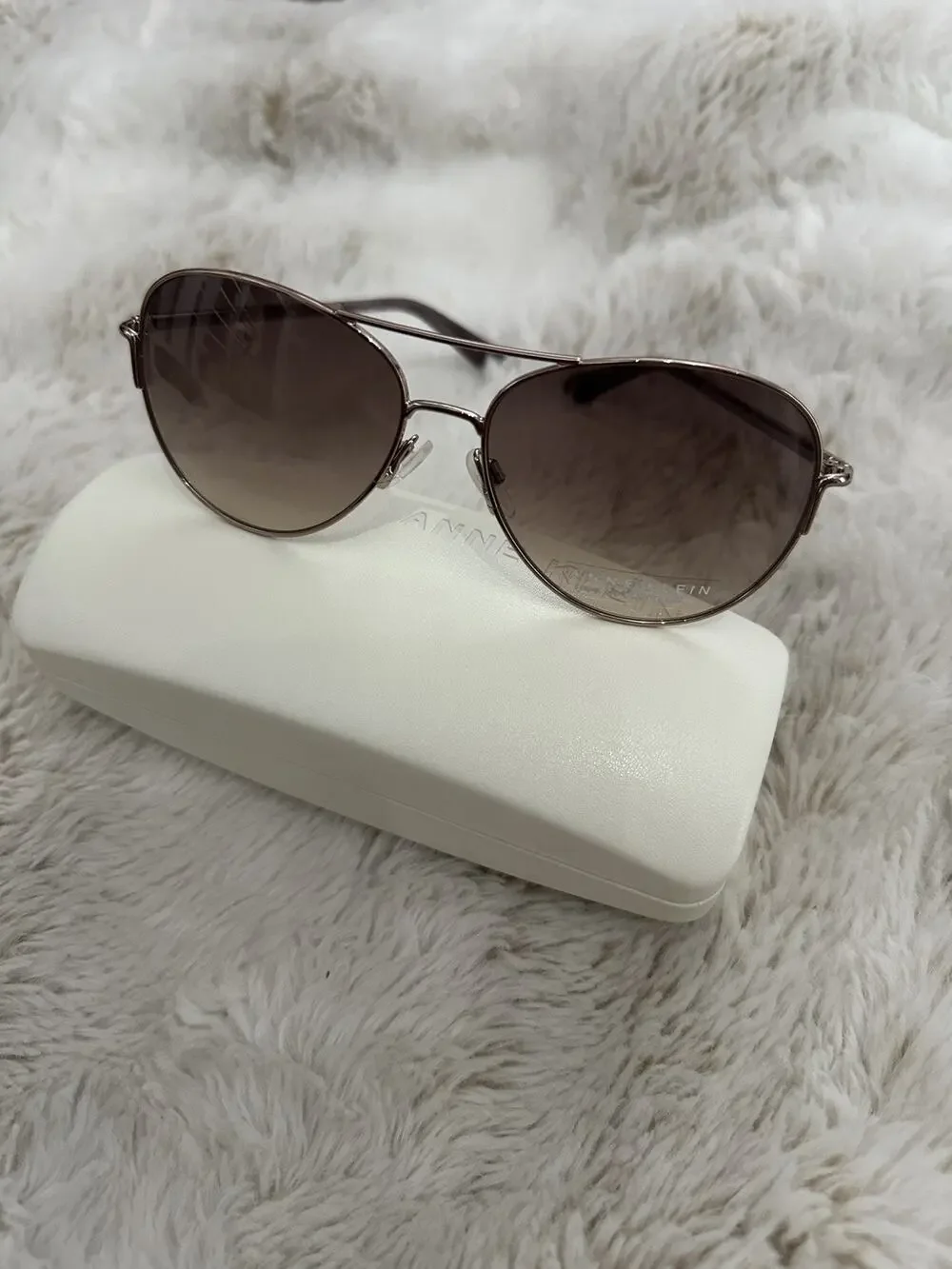 NEW Aviators Womens Anne Klein AK7007 Rose 59-14-135 Sunglasses